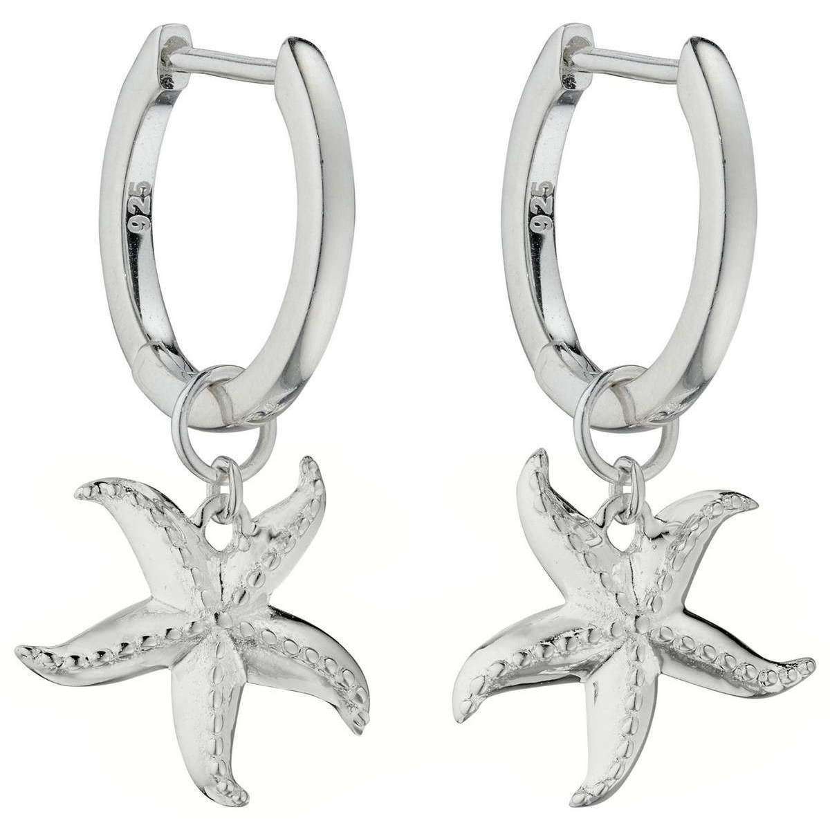 Elements Silver Starfish Assembled Hoops - Silver