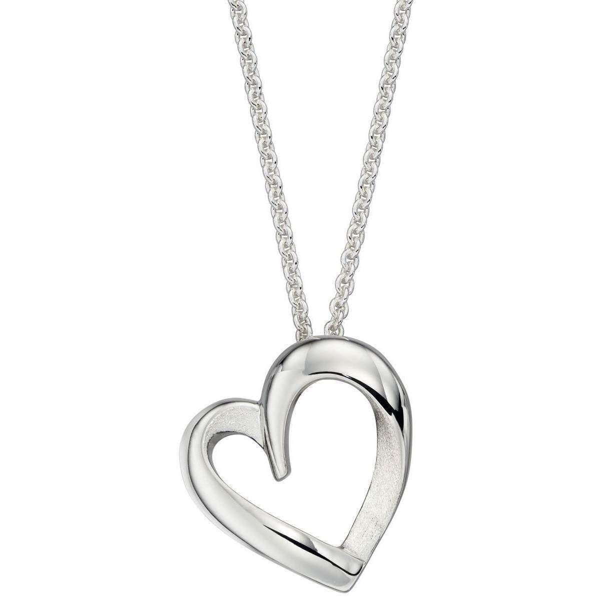 Elements Silver Textured Heart Pendant - Silver