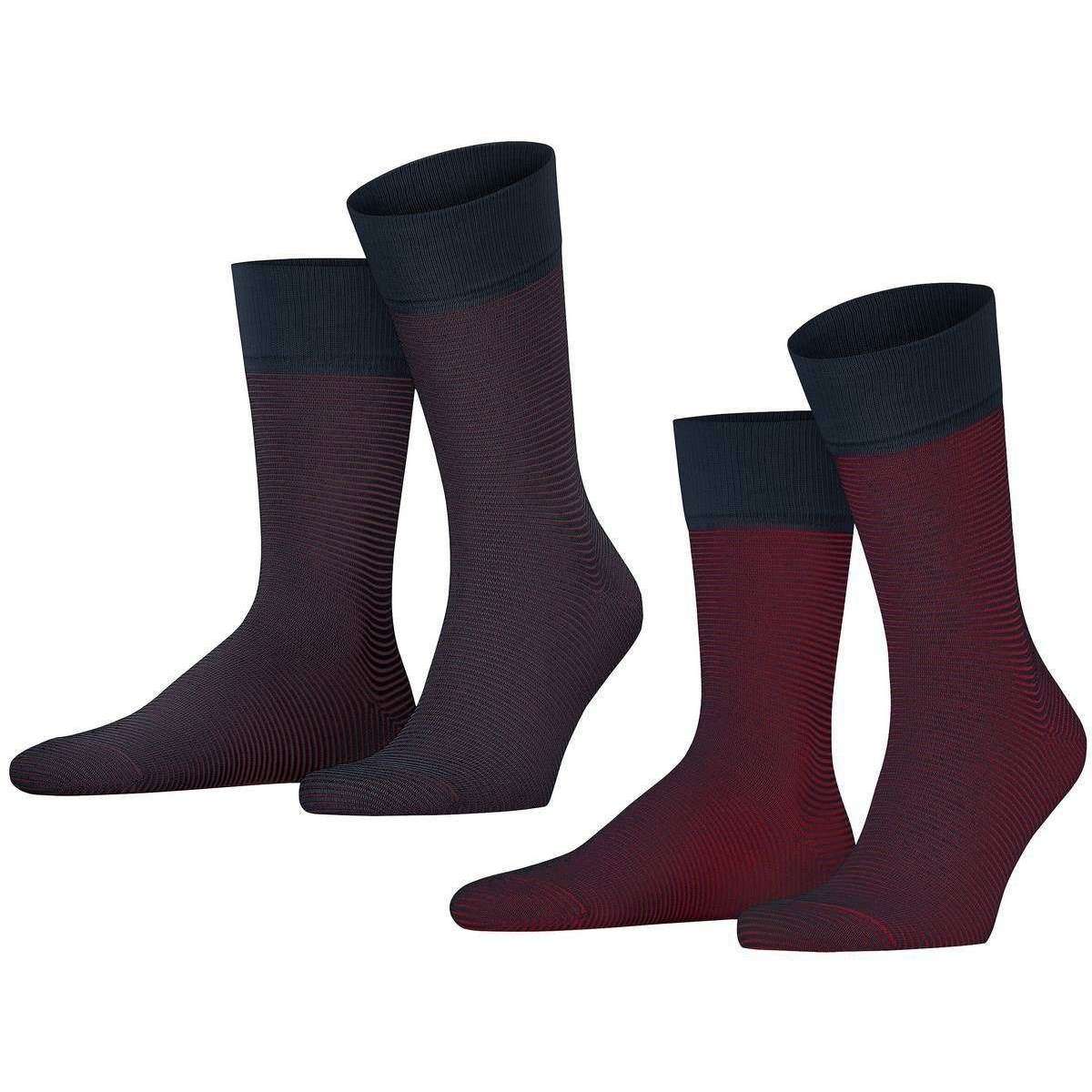 Esprit All Over Stripe 2 Pack Socks - Navy/Red
