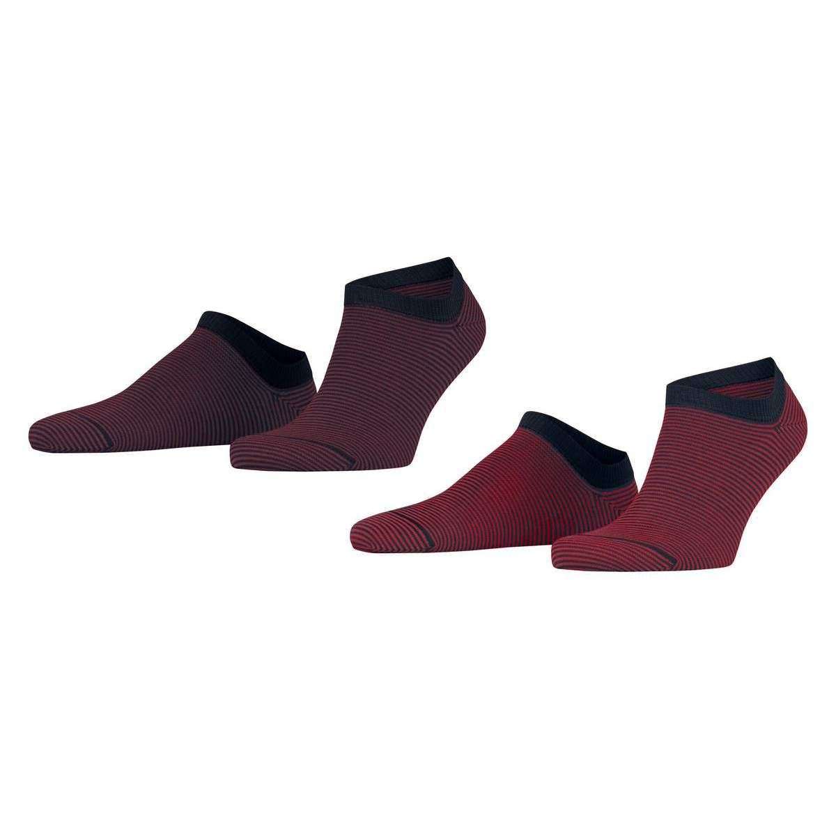 Esprit Allover Stripe 2 Pack Sneaker Socks - Red Mix