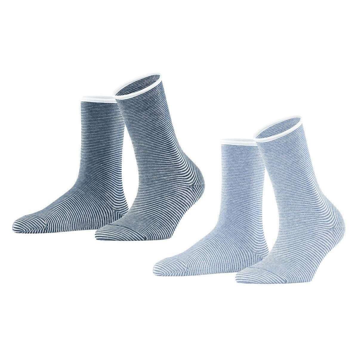 Esprit Allover Stripe 2 Pack Socks - Blue