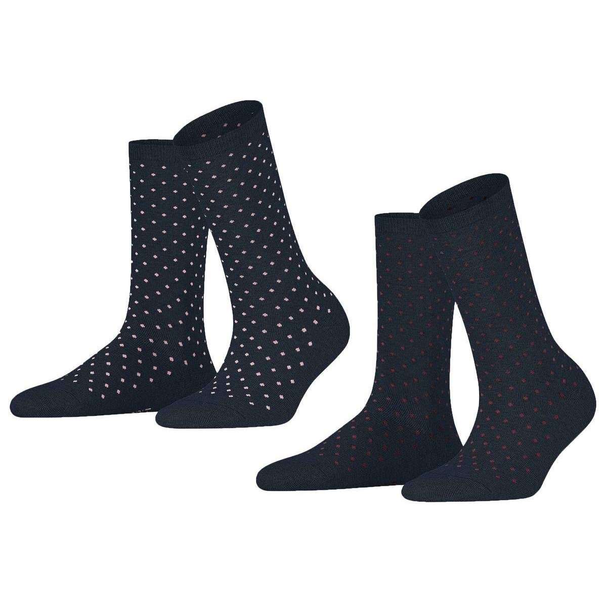 Esprit Fine Dot 2 Pack Socks - Marine Navy