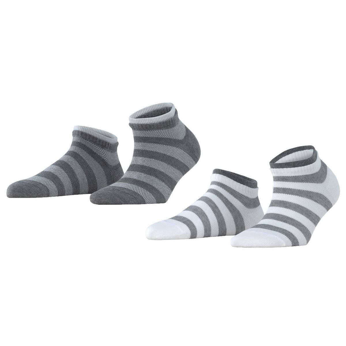 Esprit Mesh Stripe 2 Pack Sneaker Socks - Grey