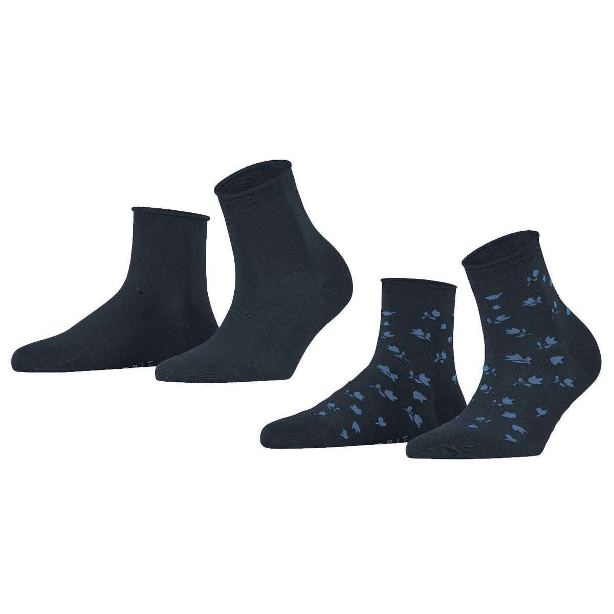 Esprit Mini Flower 2 Pack Socks - Marine Navy