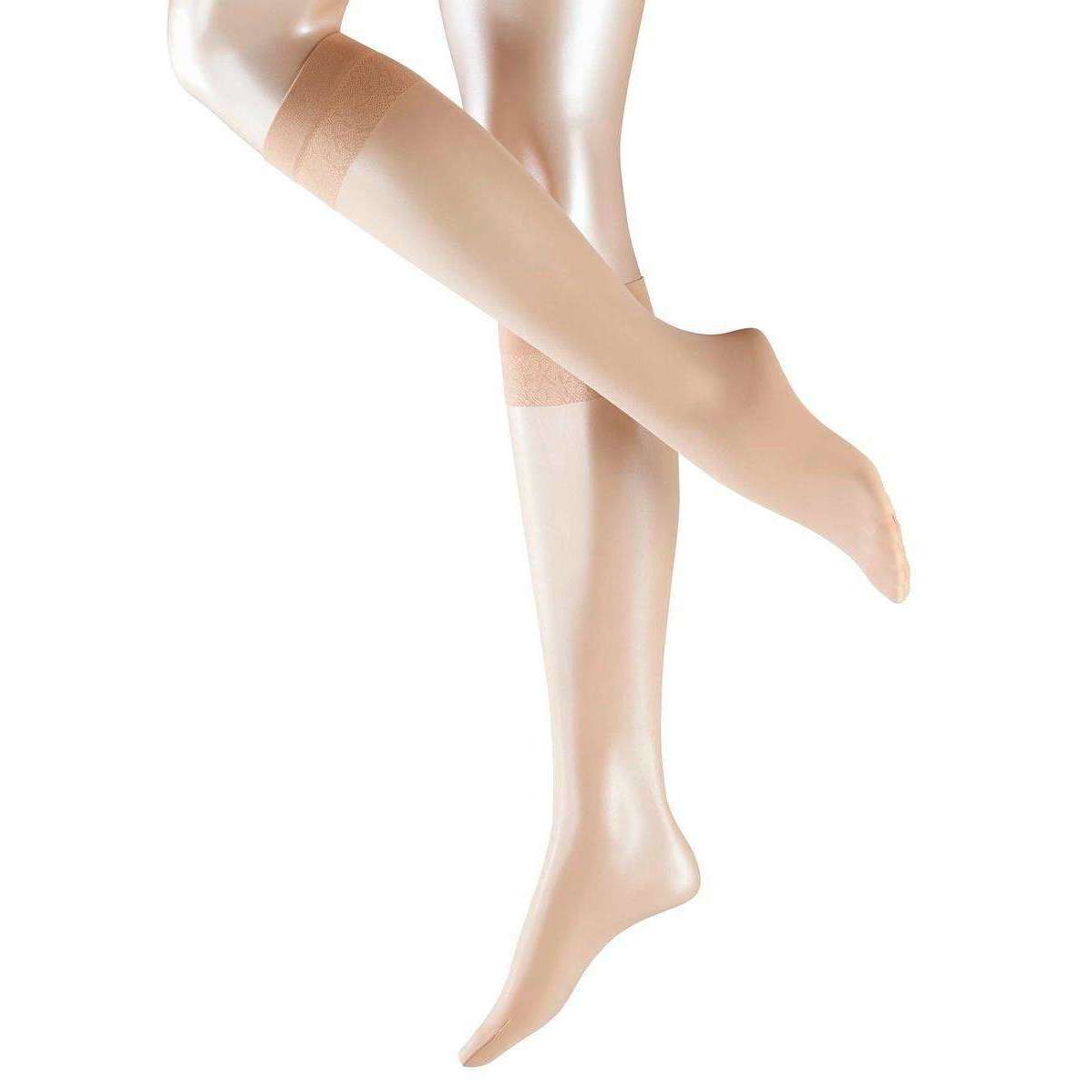 falke deluxe matte 20 denier transparent knee high tights - crystal beige