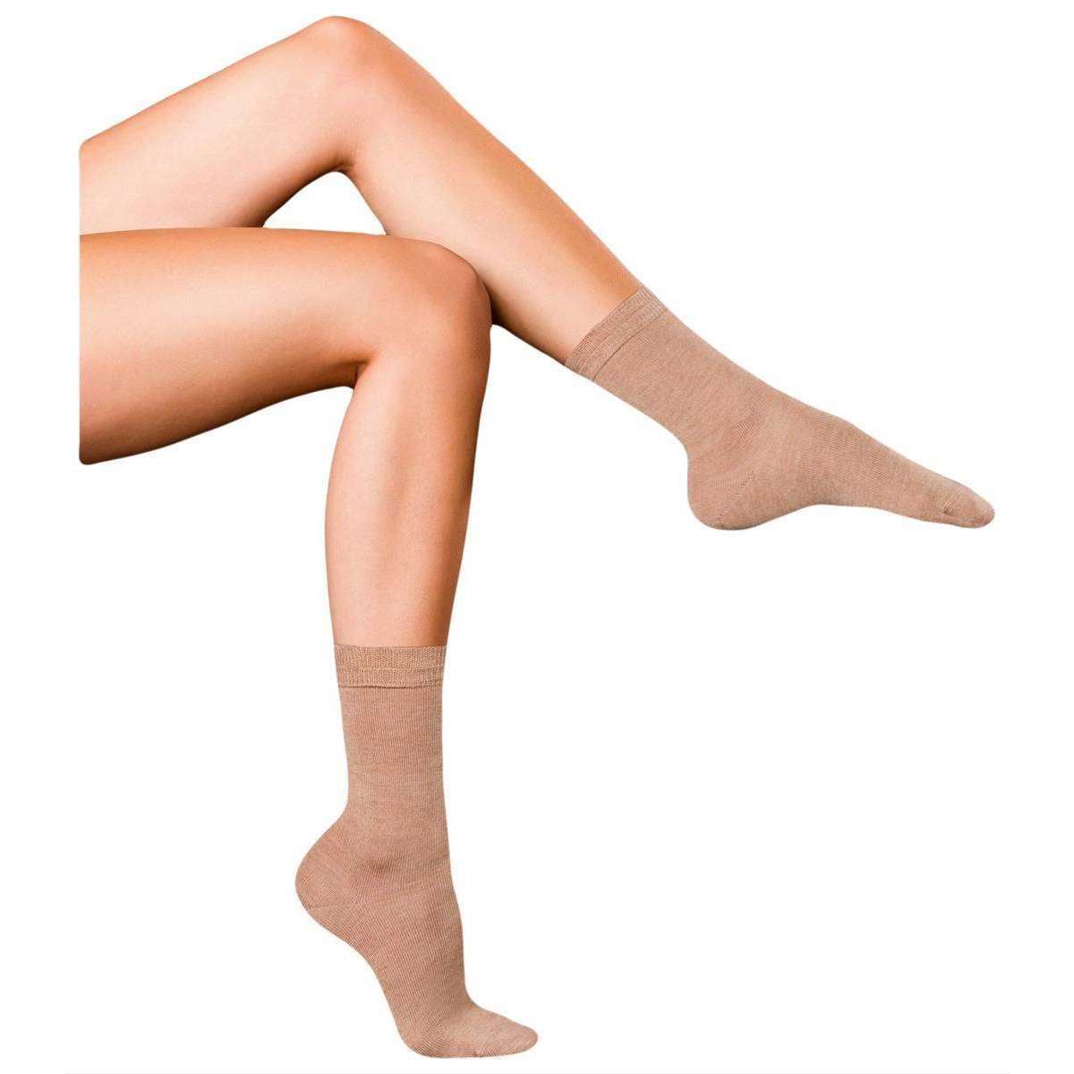 Falke Finest No4 Camel and Silk Socks - Beige Melange