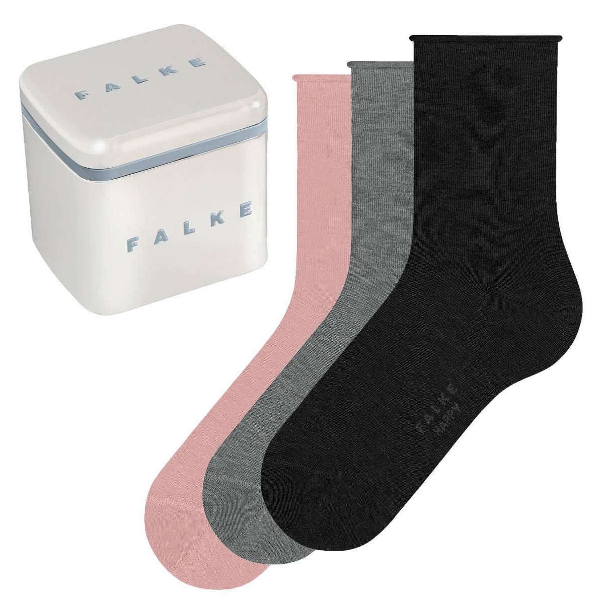 Falke Happy Box 3 Pack Socks - Black/Grey/Pink - Small/Medium - 2.5-5 UK | 4-7 US | 35-38 EUR