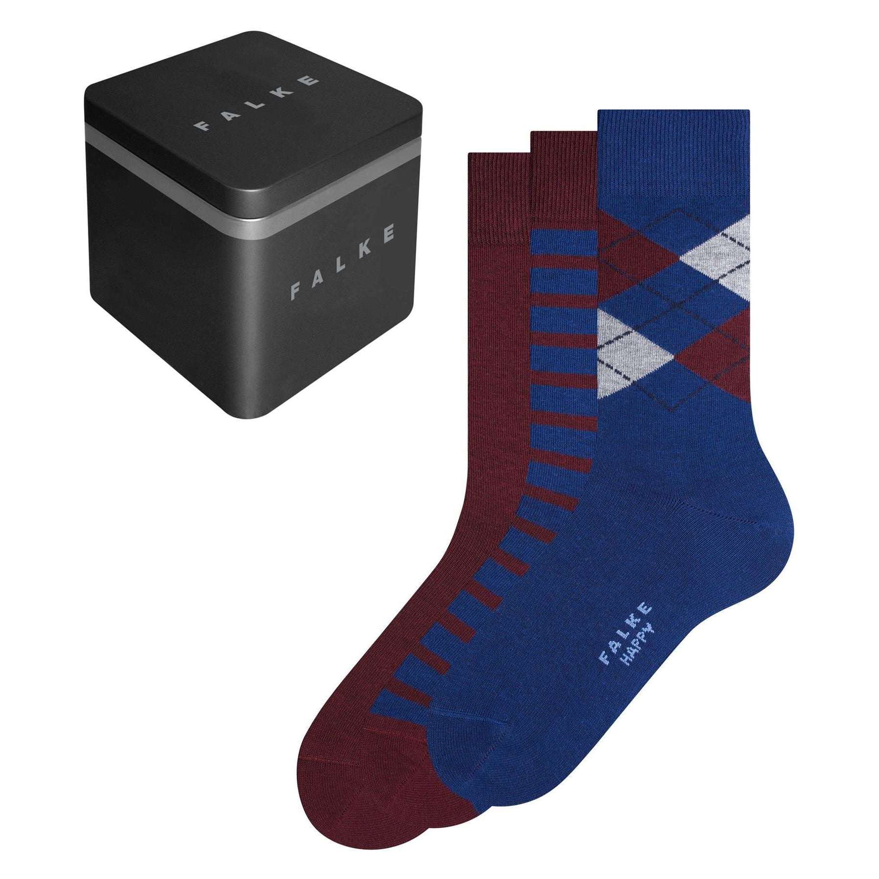 Falke Happy Box 3-Pack Socks - Sortiment/Navy/Burgundy - Small - 5.5-8 UK | 6.5-9 US | 39-42 EUR