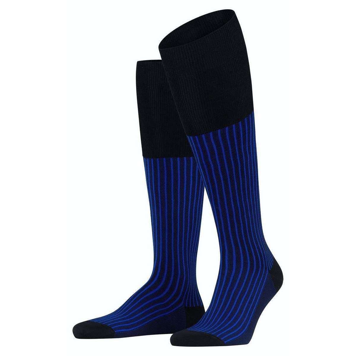 Falke Oxford Stripe Knee High Socks - Black - Large - 10-11 UK | 10.5-11.5 US | 45-46 EUR