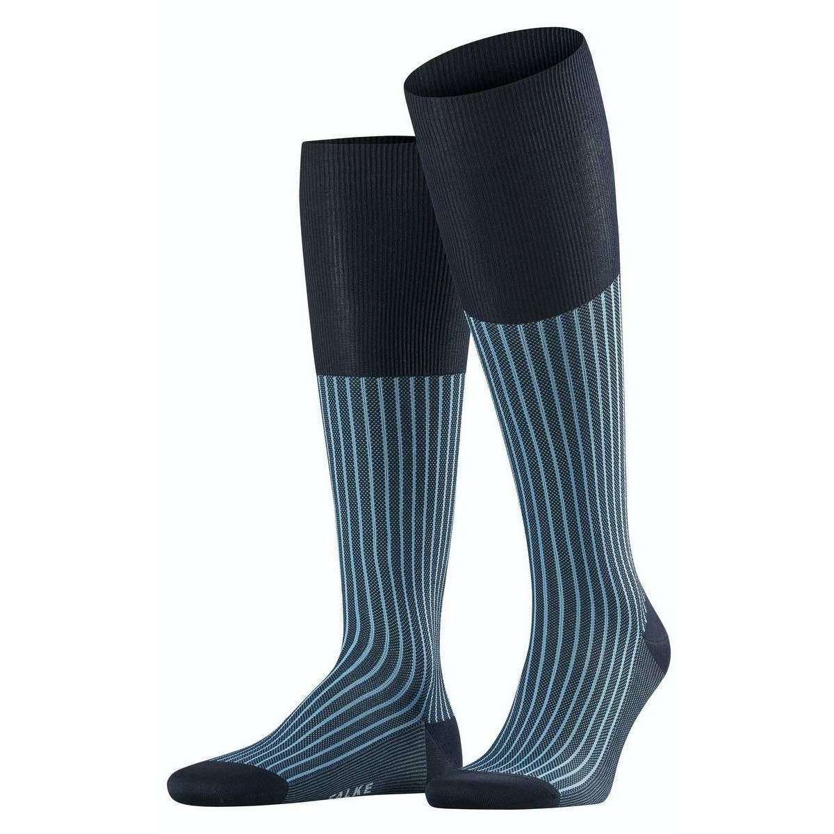 Falke Oxford Stripe Knee High Socks - Dark Navy