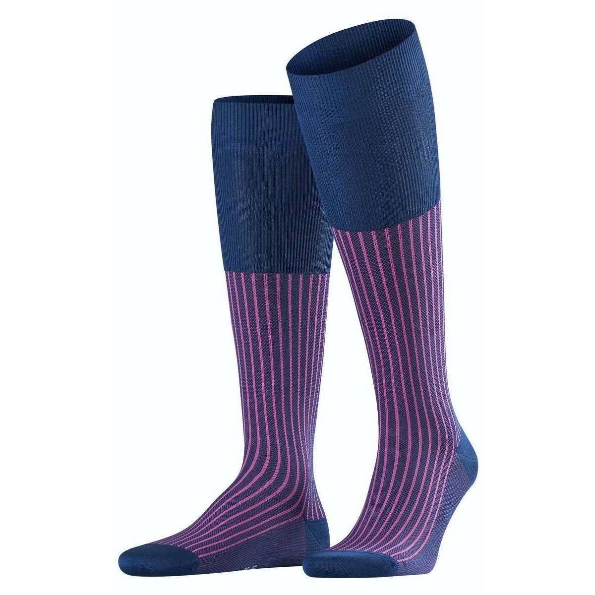 Falke Oxford Stripe Knee High Socks - Royal Blue