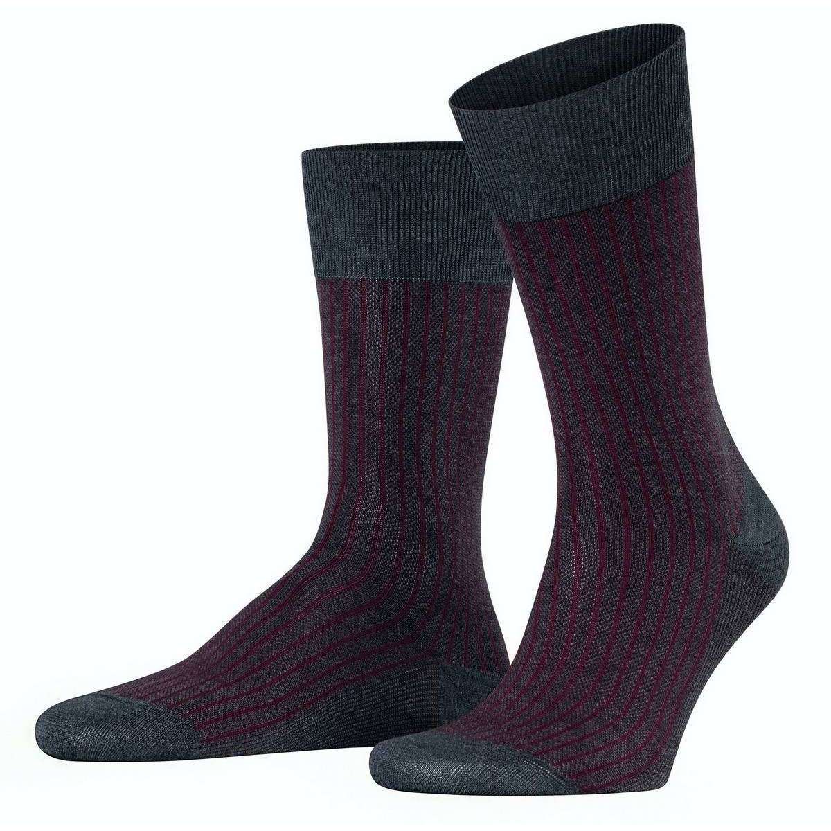 Falke Oxford Stripe Socks - Anthracite Melange Grey