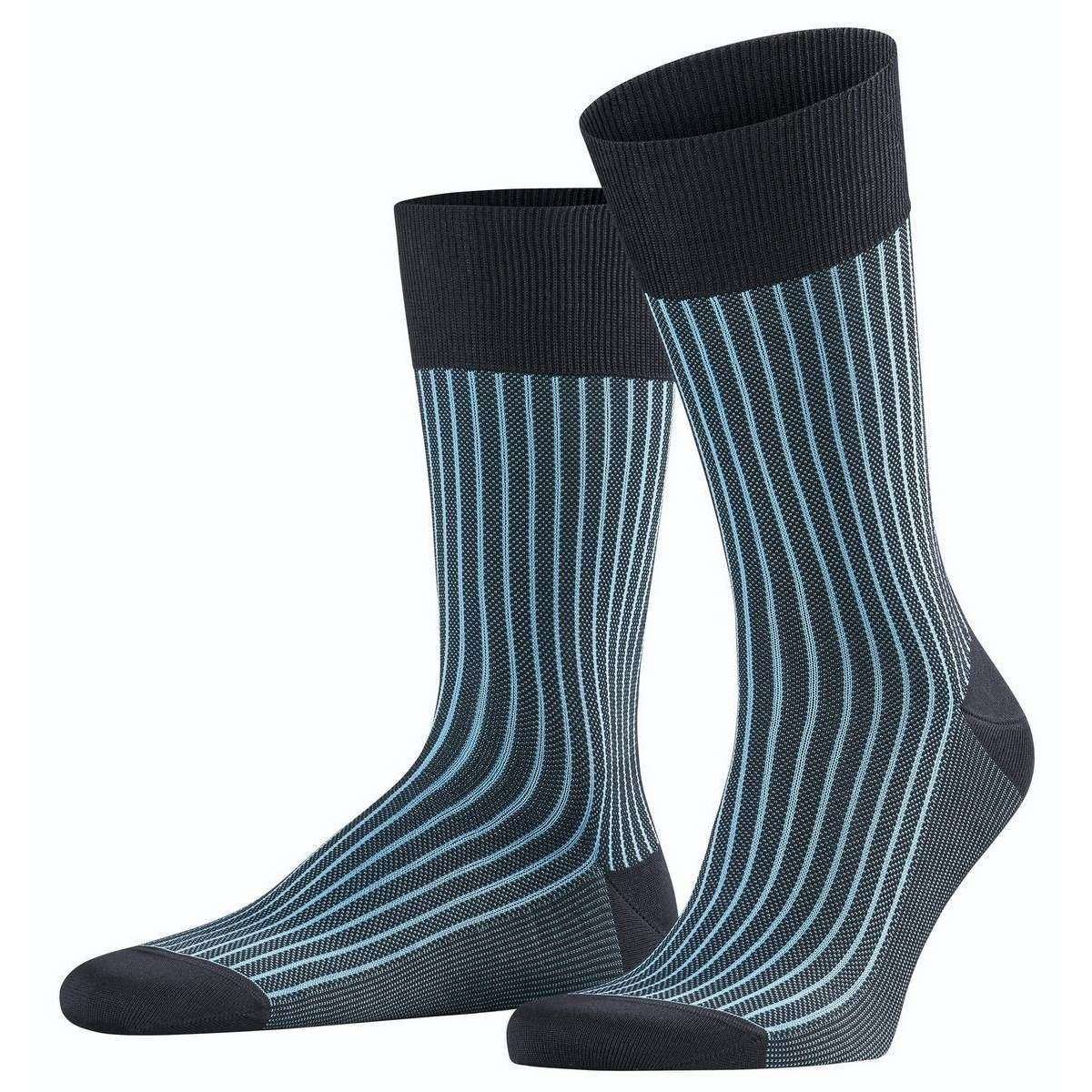 Falke Oxford Stripe Socks - Dark Navy