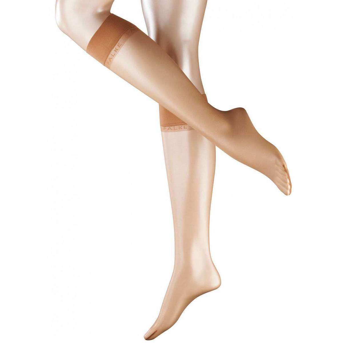 falke shelina 12 denier ultra-transparent sensitive top shimmer knee-high tights - powder