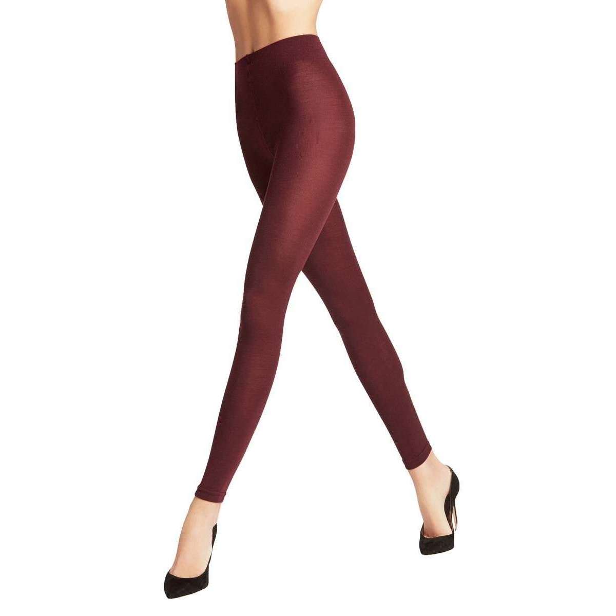 Falke Softmerino Leggings - Burgundy - Small - Hips: 31"-37" | Height: 4'9"-5'1"