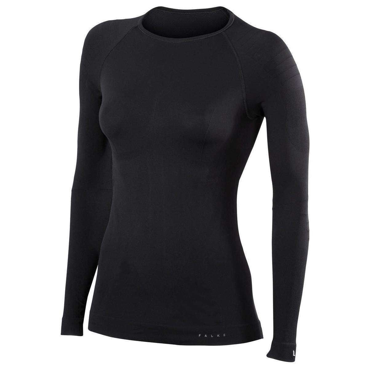 Falke Tight Fit Long Sleeve Round Neck Shirt - Black