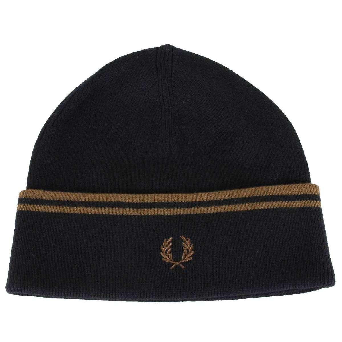 Fred Perry Twin Tipped Merino Wool Beanie - Black/Shaded Stone Brown