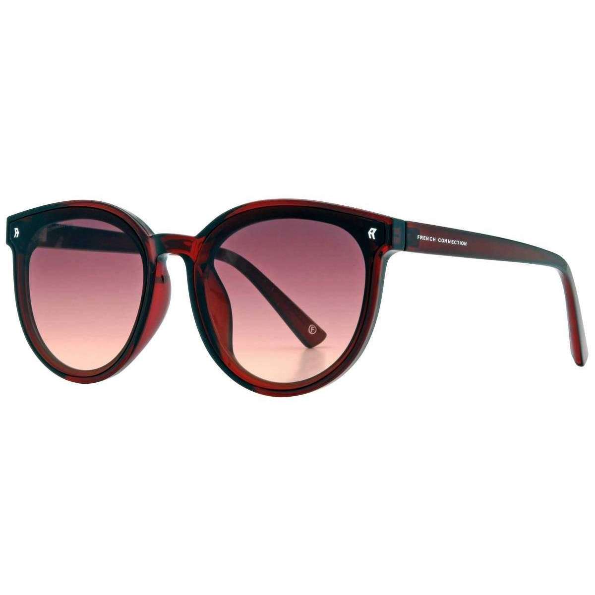 French Connection Oversized Round Sunglasses - Dark Wine Burgundy