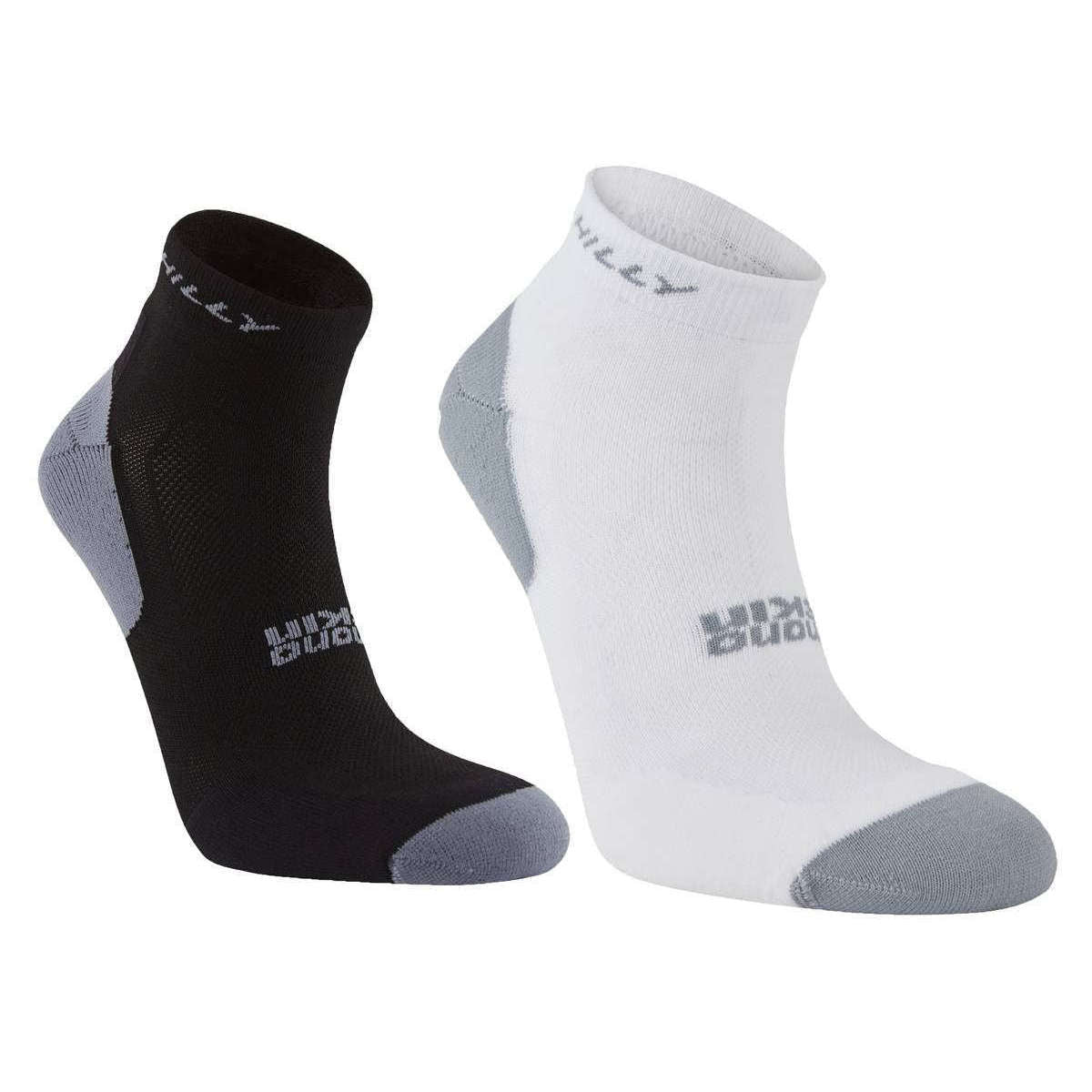 Hilly Active Quarter Min Twin Pack Socks - White/Black/Grey