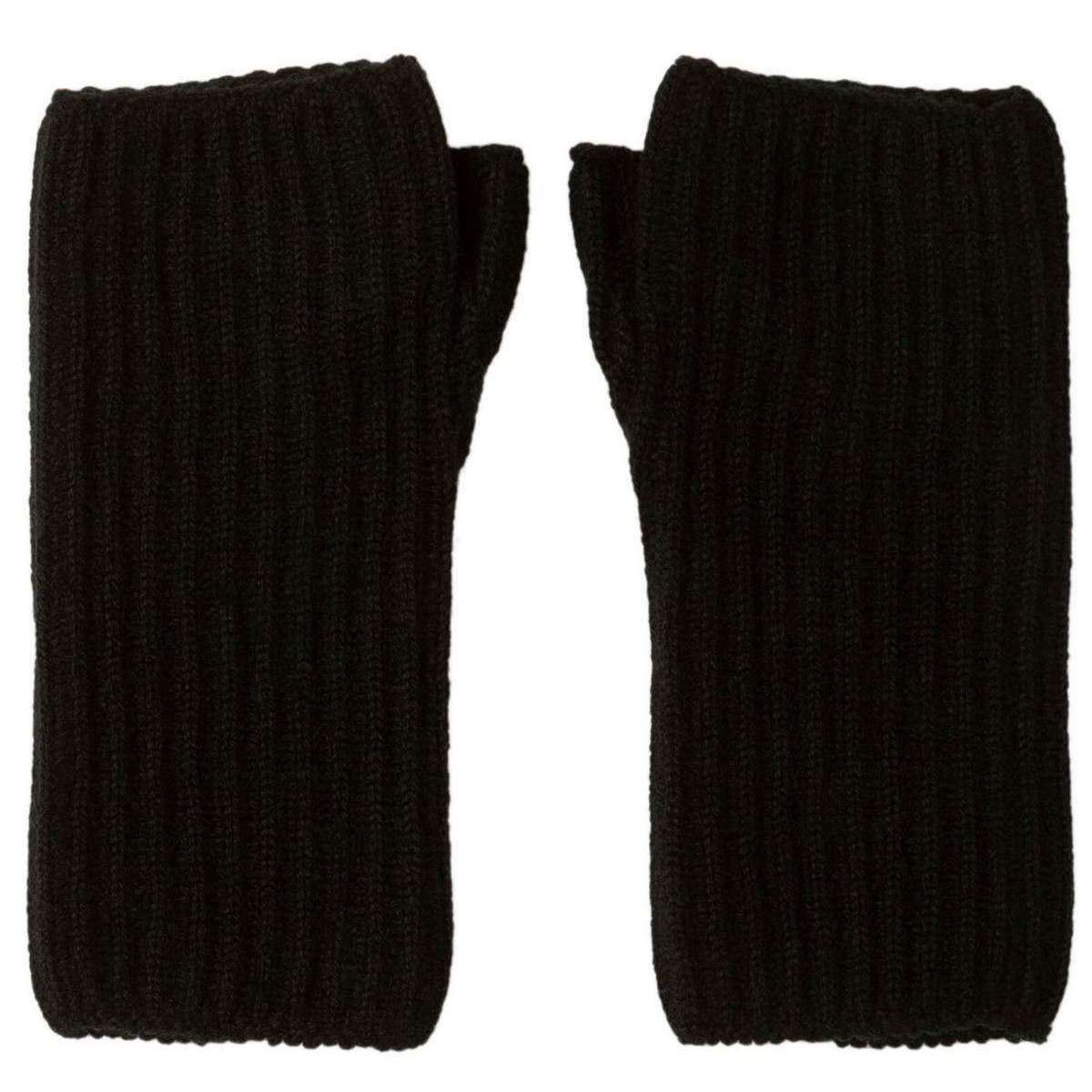 Johnstons of Elgin Ribbed Cashmere Wristwarmers - Black