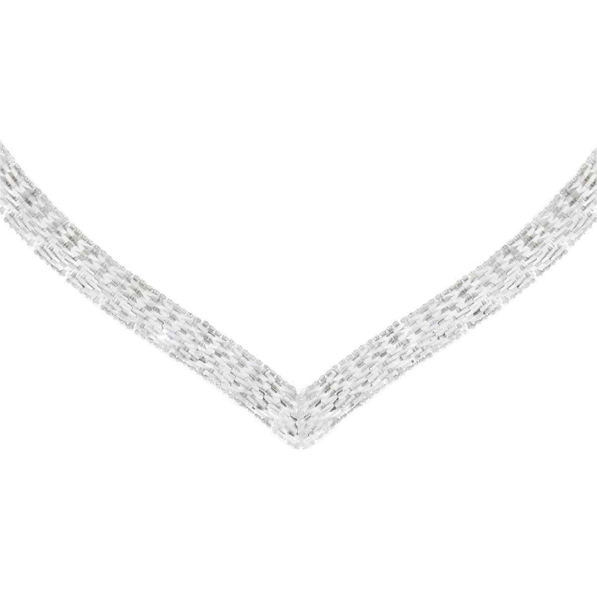 KJ Beckett Chevron V Shaped Necklace - Silver