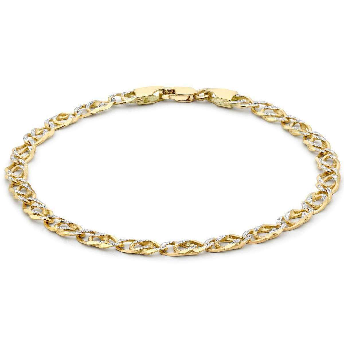 KJ Beckett Diamond Cut Double Curb Bracelet - Gold/Silver