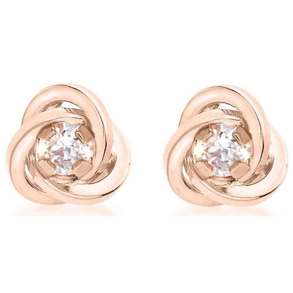 KJ Beckett Knot and Cubic Zirconia Stud Earrings - Rose Gold/Silver