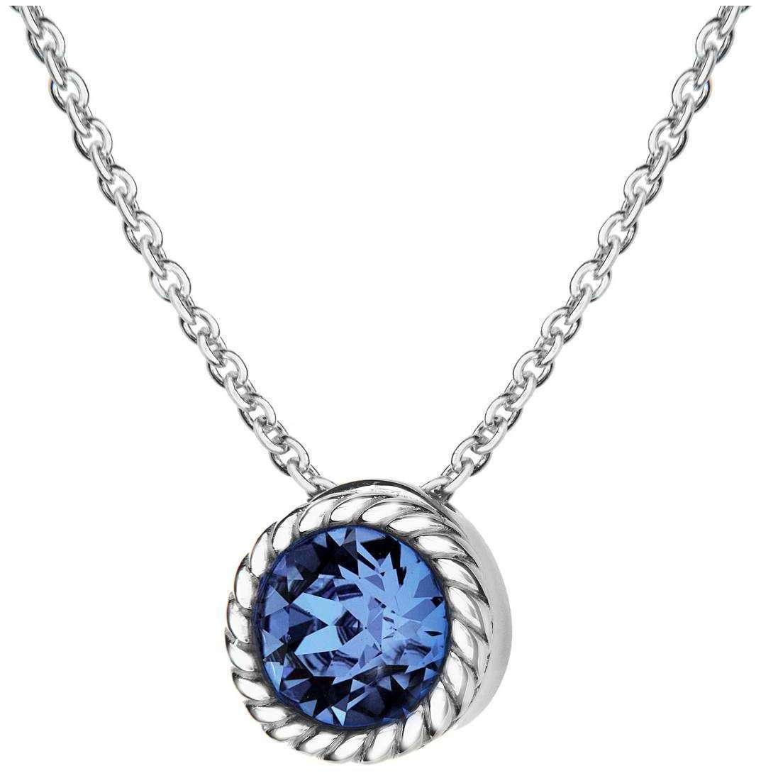 KJ Beckett September Birthstone Swarovski Crystal Necklace - Silver/Deep Blue