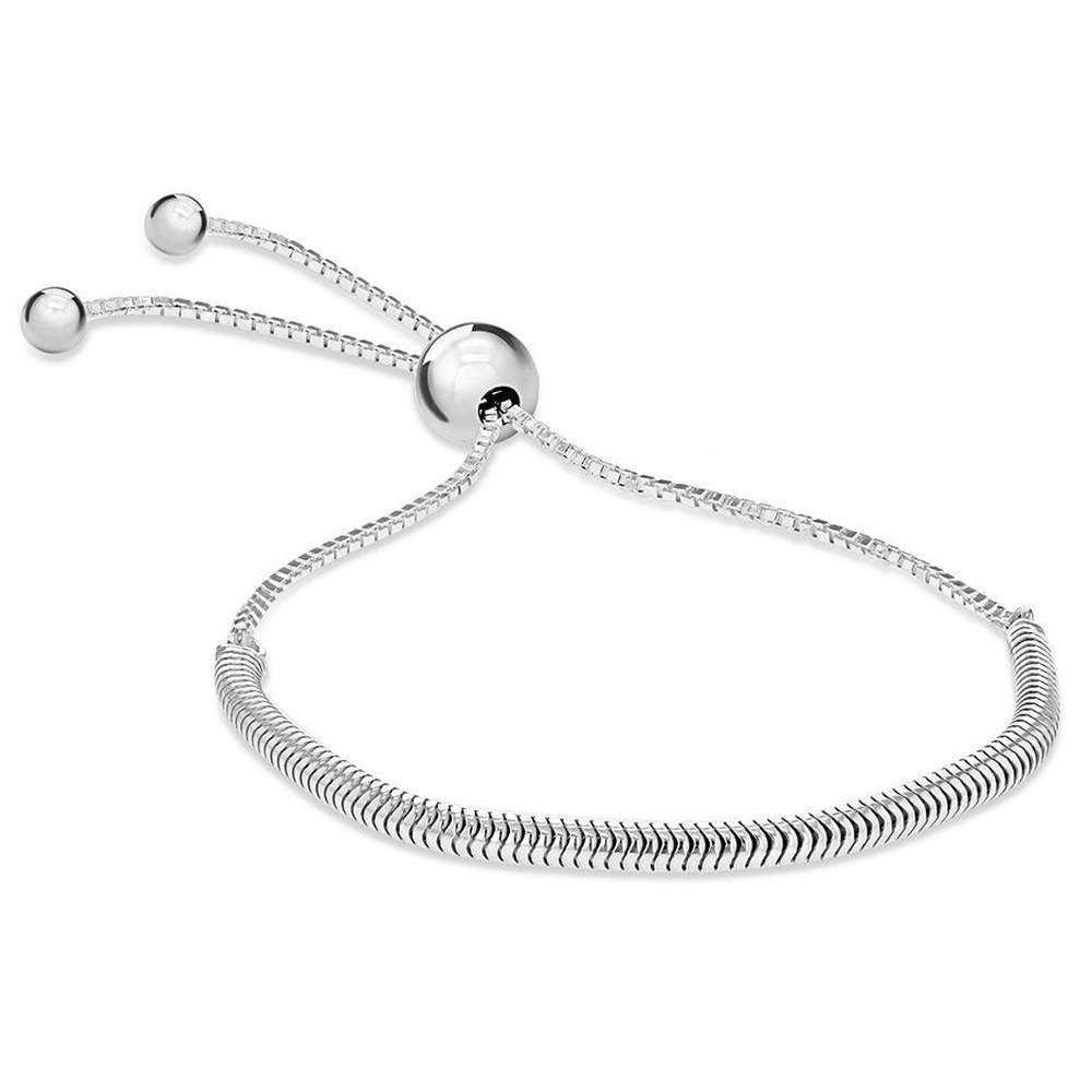 KJ Beckett Snake and Box Adjustable Slider Bracelet - Silver