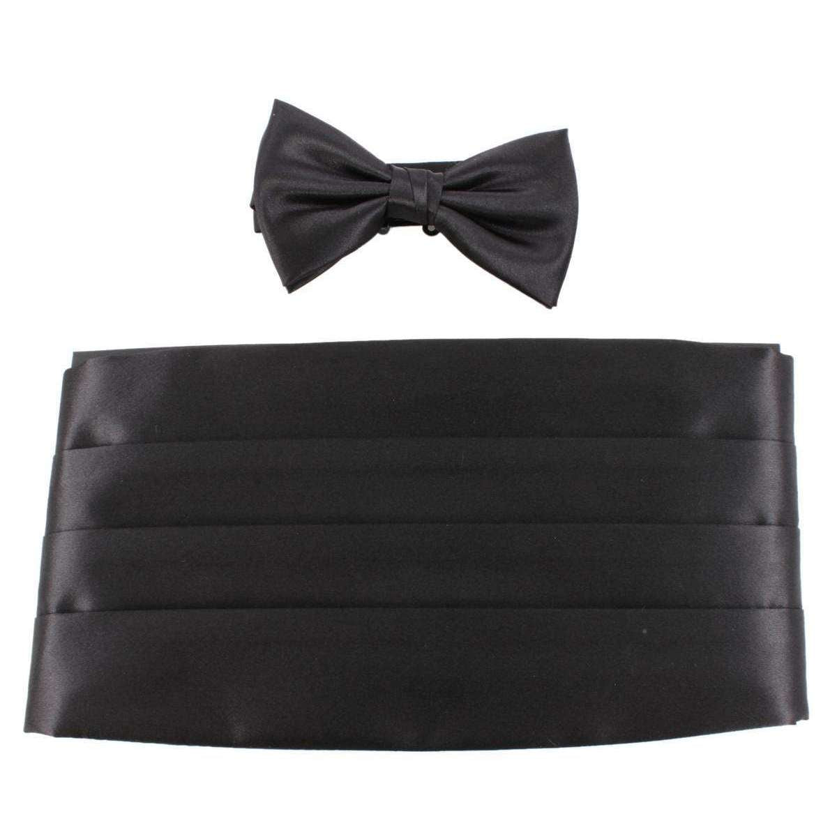 Knightsbridge Neckwear Bow Tie and Cummerbund Set - Black