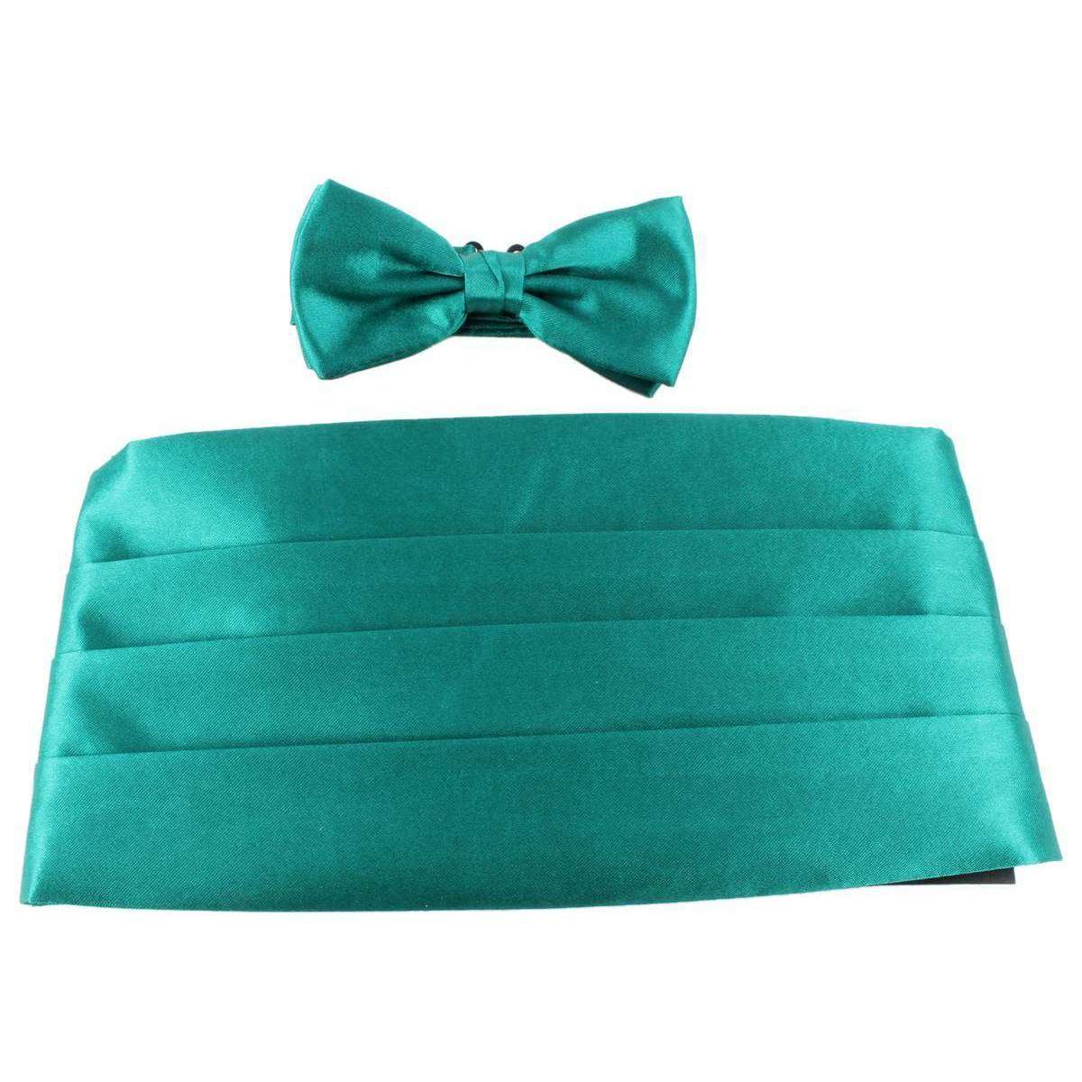 Knightsbridge Neckwear Bow Tie and Cummerbund Set - Teal