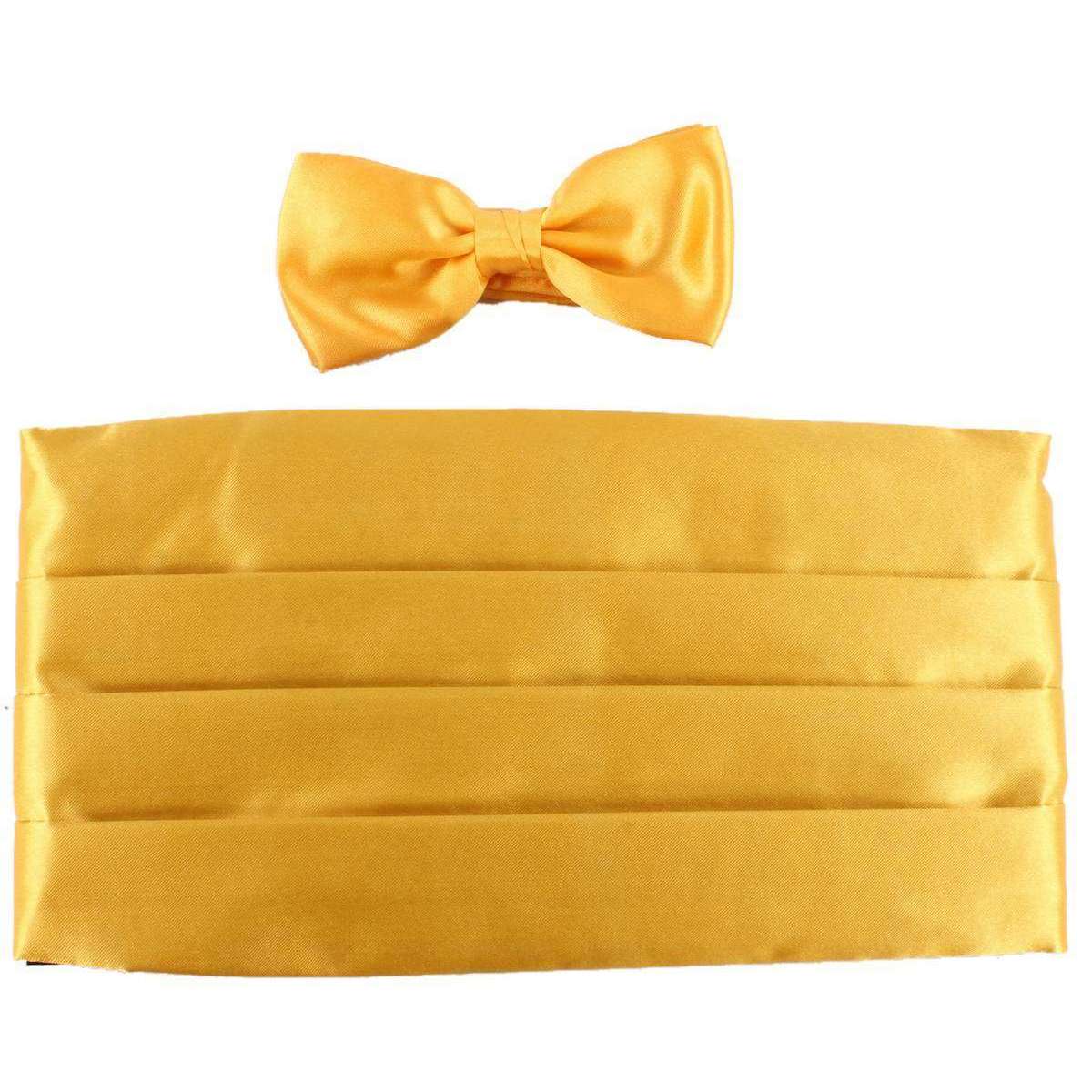 Knightsbridge Neckwear Bow Tie and Cummerbund Set - Yellow