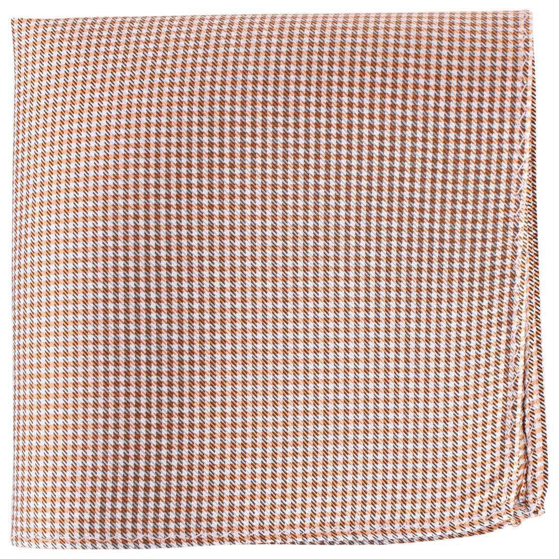 Knightsbridge Neckwear Checked Silk Pocket Square - Orange/White/Black