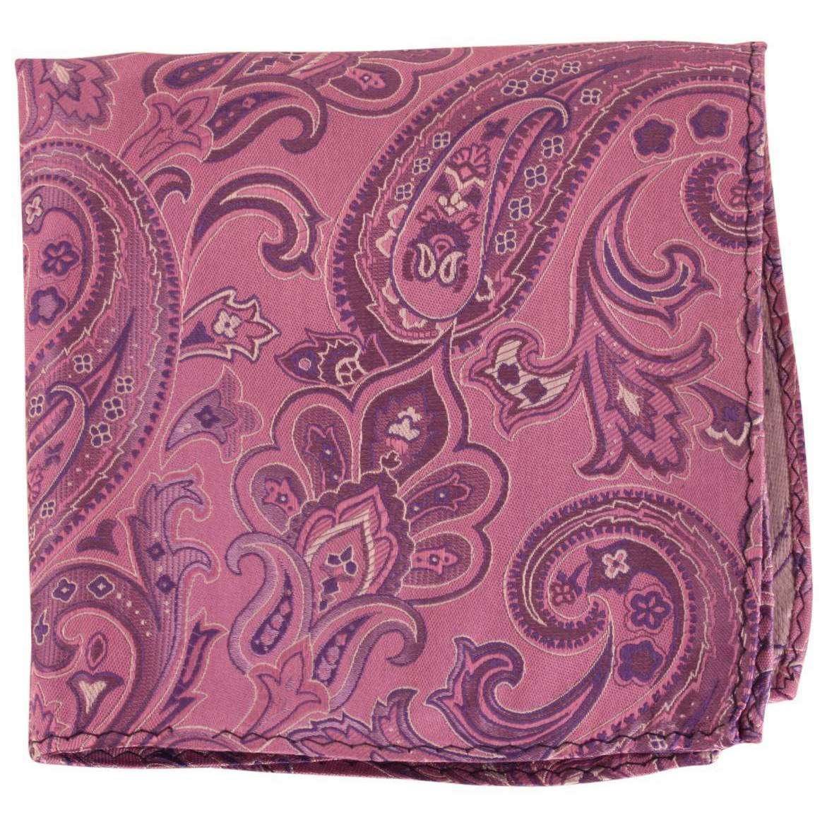 Knightsbridge Neckwear Paisley Silk Pocket Square - Lilac