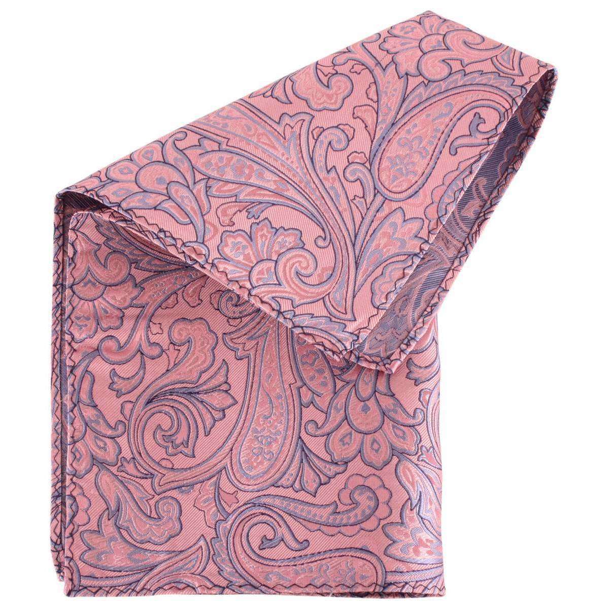 Knightsbridge Neckwear Paisley Silk Pocket Square - Pink/Blue