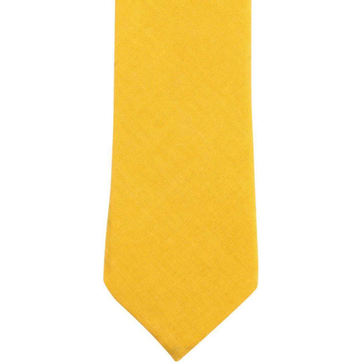 Knightsbridge Neckwear Plain Cotton Skinny Tie - Mustard Yellow