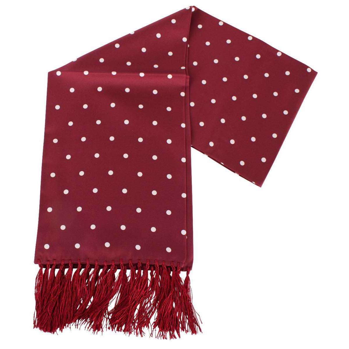 Knightsbridge Neckwear Polka Dot Aviator Silk Scarf - Burgundy/White