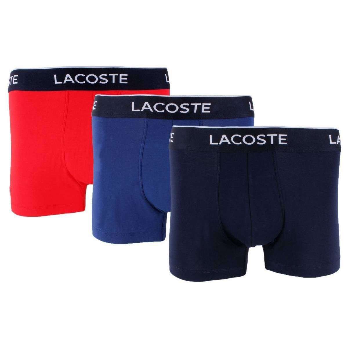 Lacoste Casual 3 Pack Trunks - Red/Navy/Black