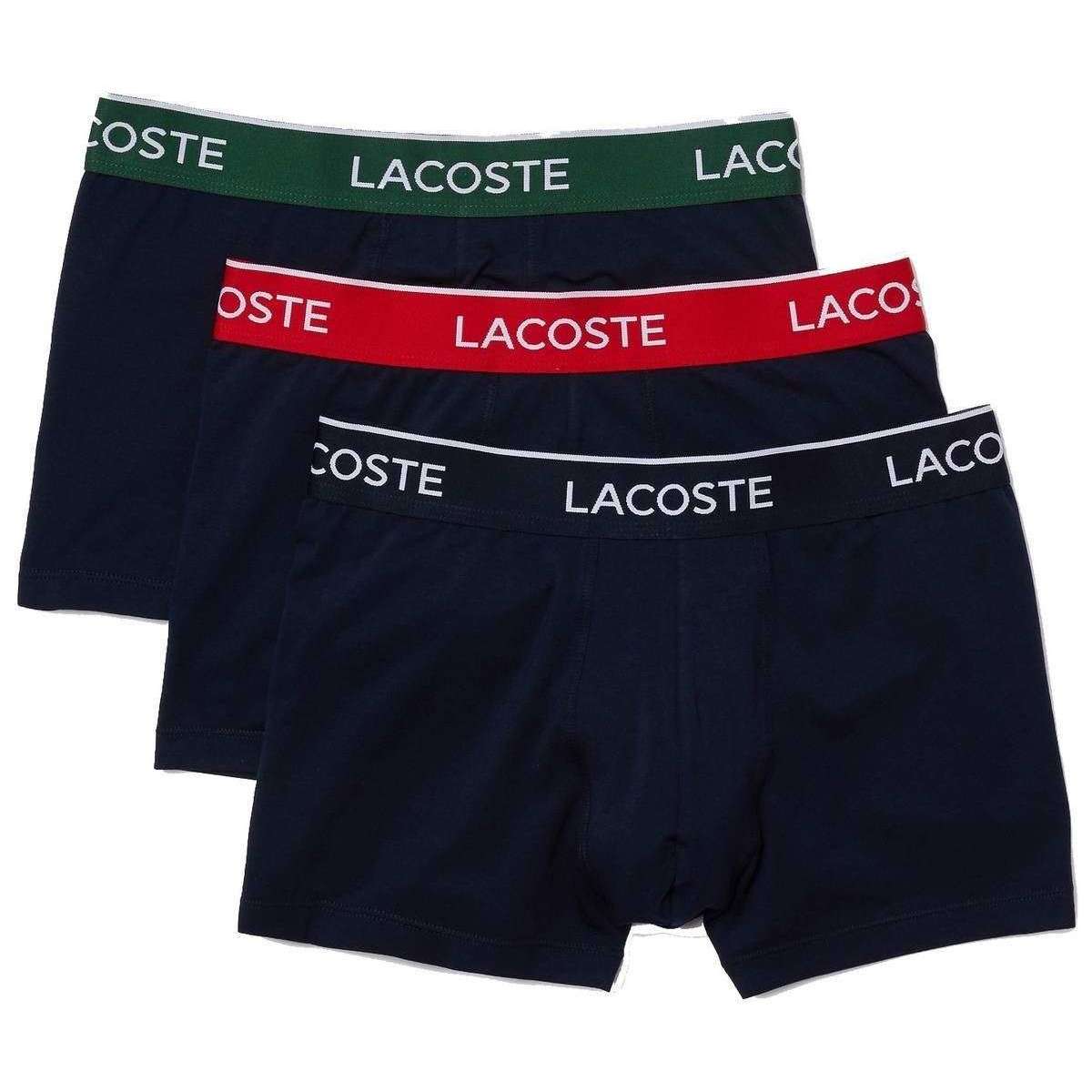 Lacoste Contrast Band 3 Pack Trunks - Green/Red/Navy