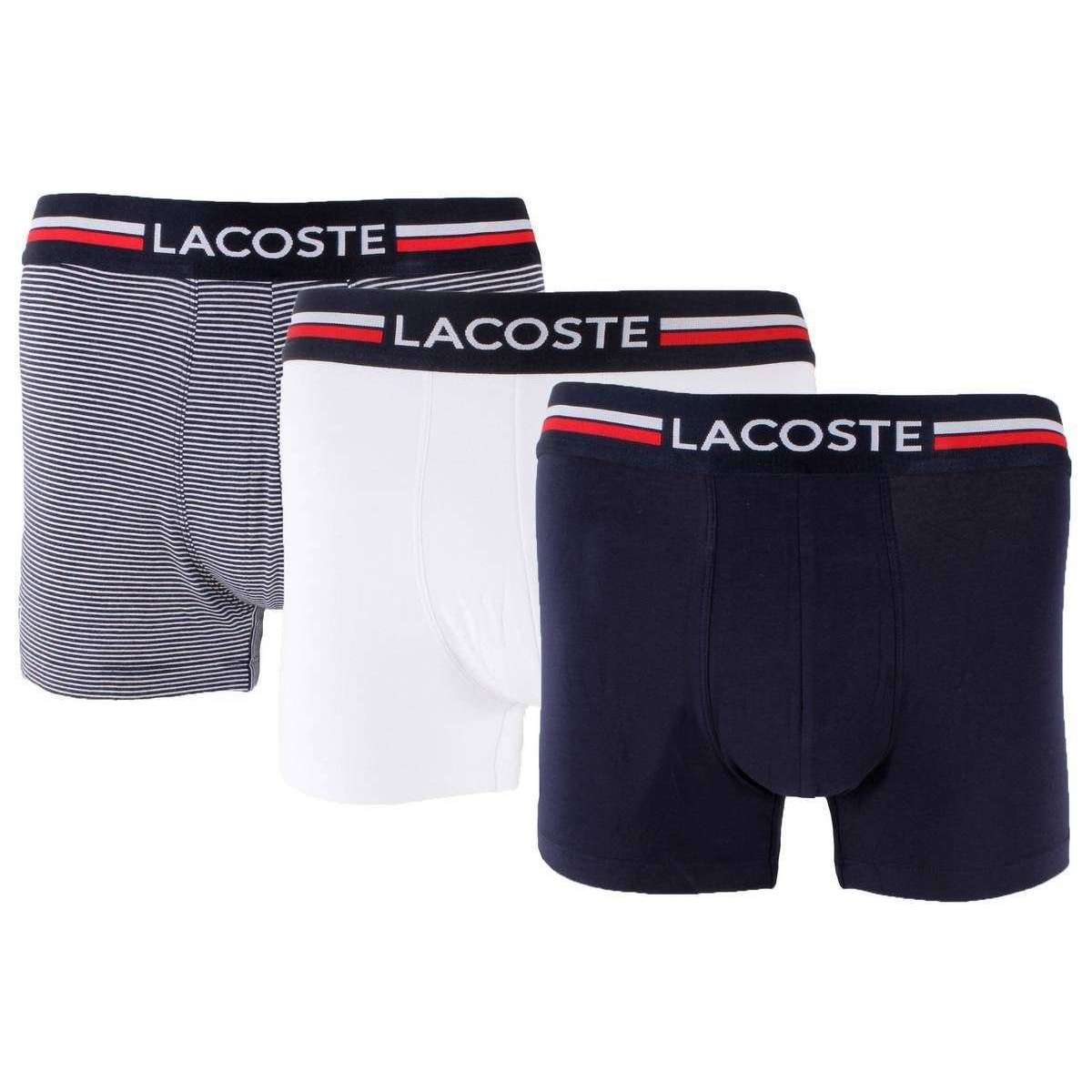 lacoste iconic 3 pack trunks - navy/white