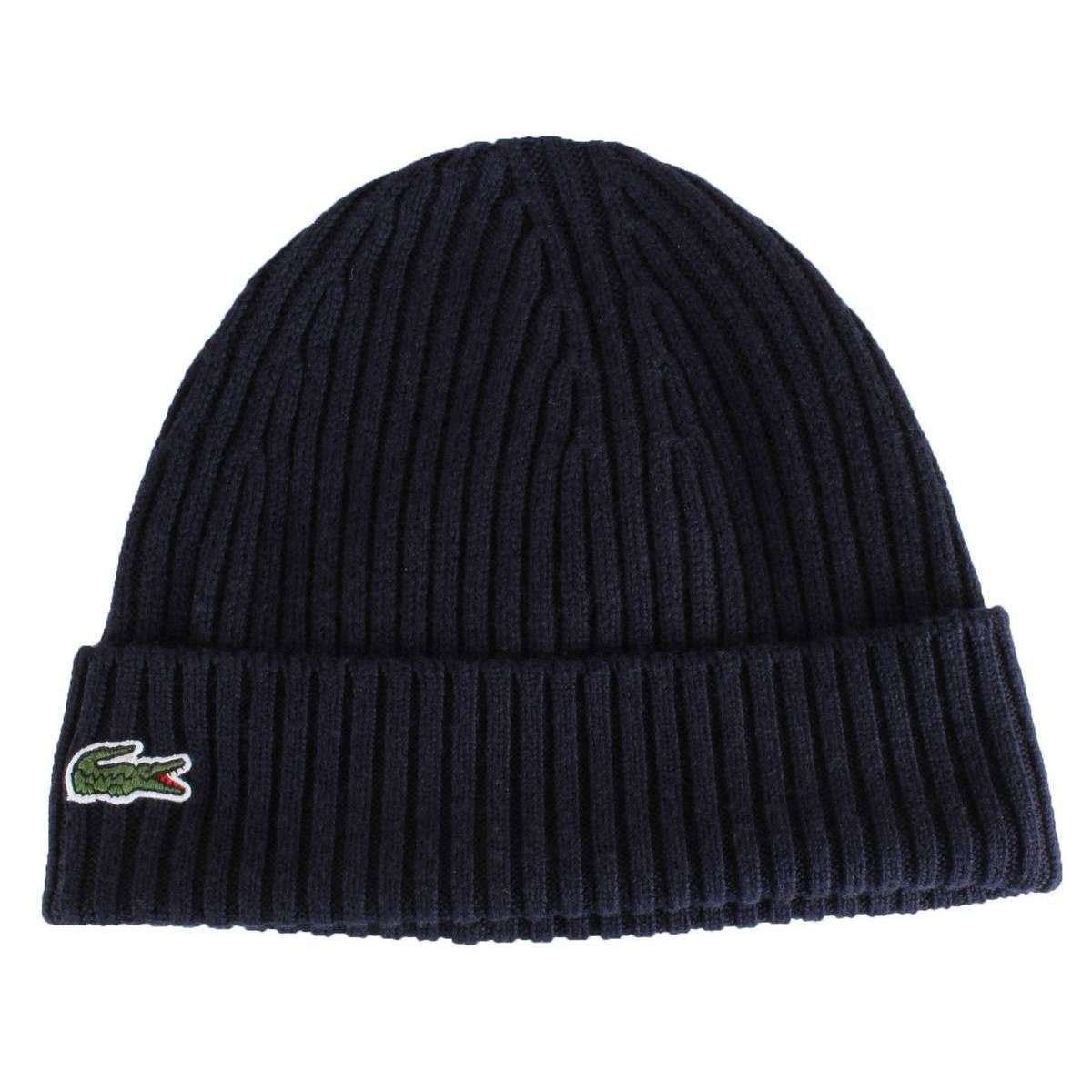 Lacoste Ribbed Wool Beanie - Marine Navy