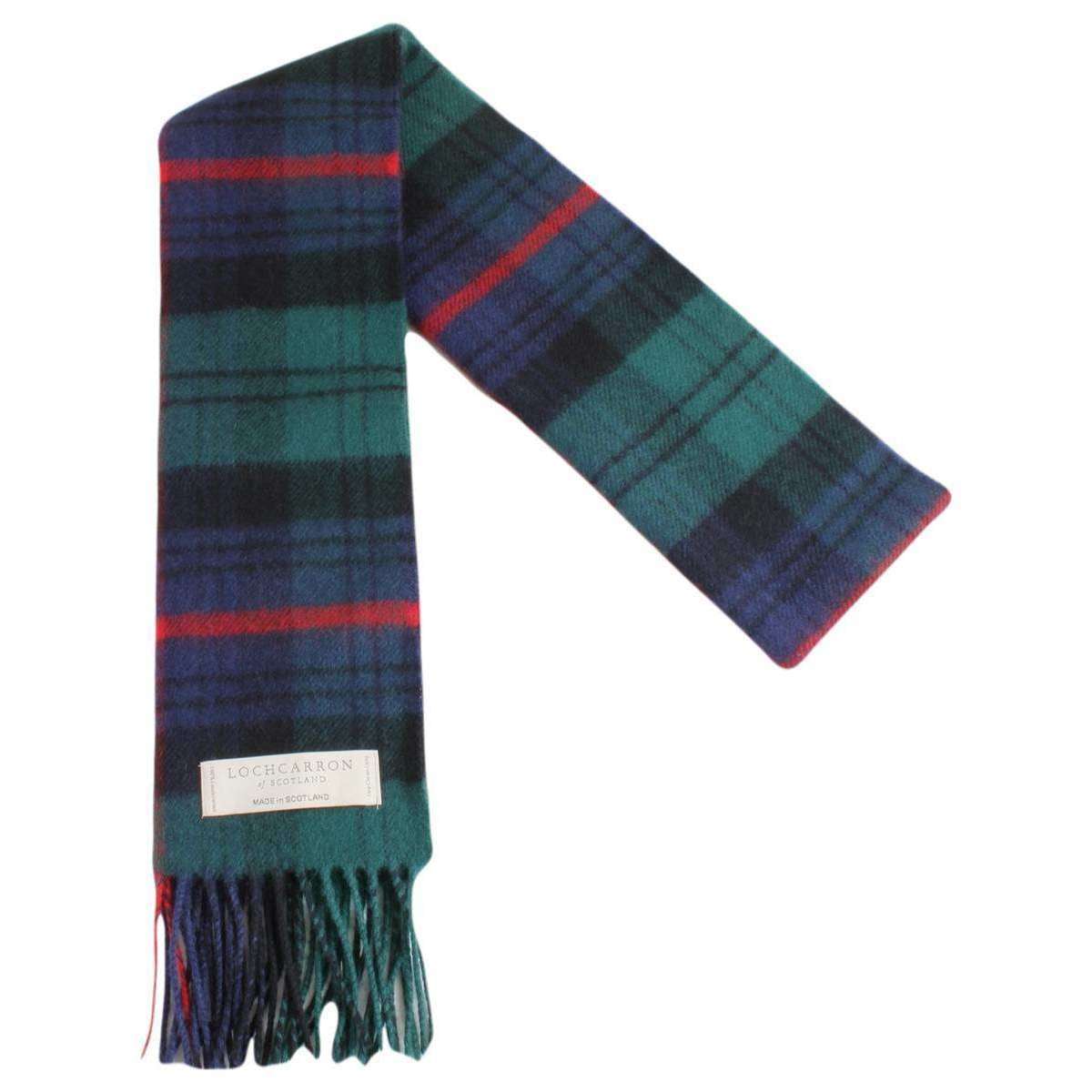 Locharron of Scotland Armstrong Modern Lambwool Scarf - Dark Green/Navy/Red