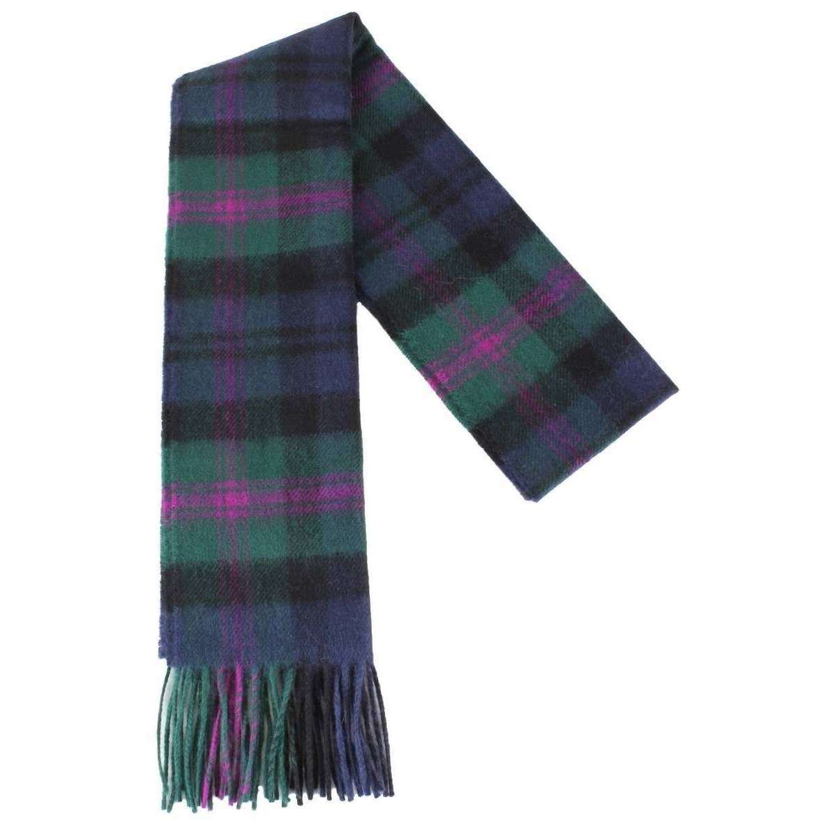 Locharron of Scotland Baird Modern Lambswool Scarf - Green/Navy/Purple