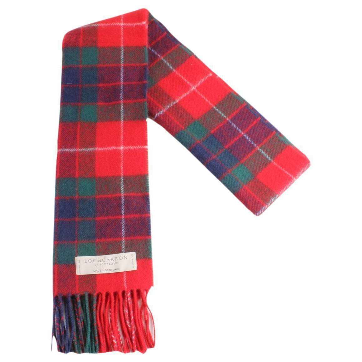 Locharron of Scotland Fraser Red Modern Lambwool Scarf - Red/Dark Green/Navy