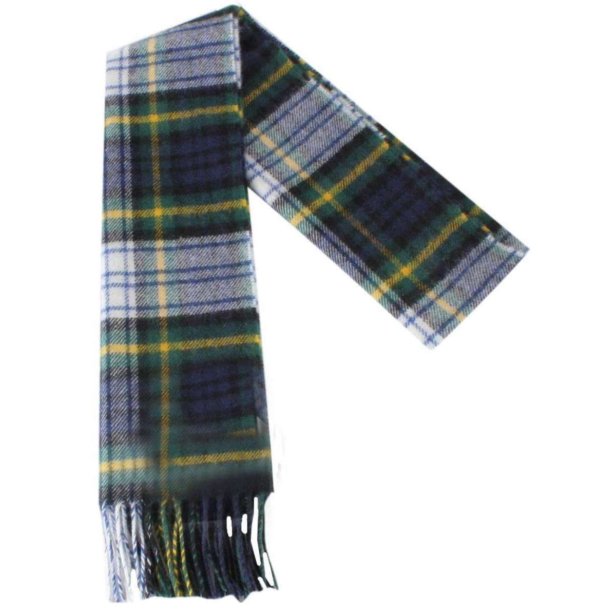 Locharron of Scotland Gordon Dress Modern Lambswool Scarf - Green/Navy/Yellow