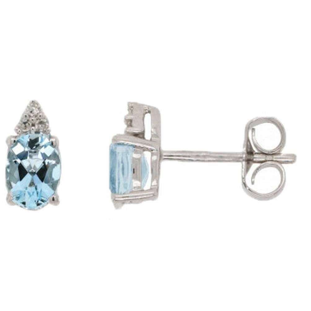 Mark Milton Aquamarine Stud Earrings - White Gold/Blue