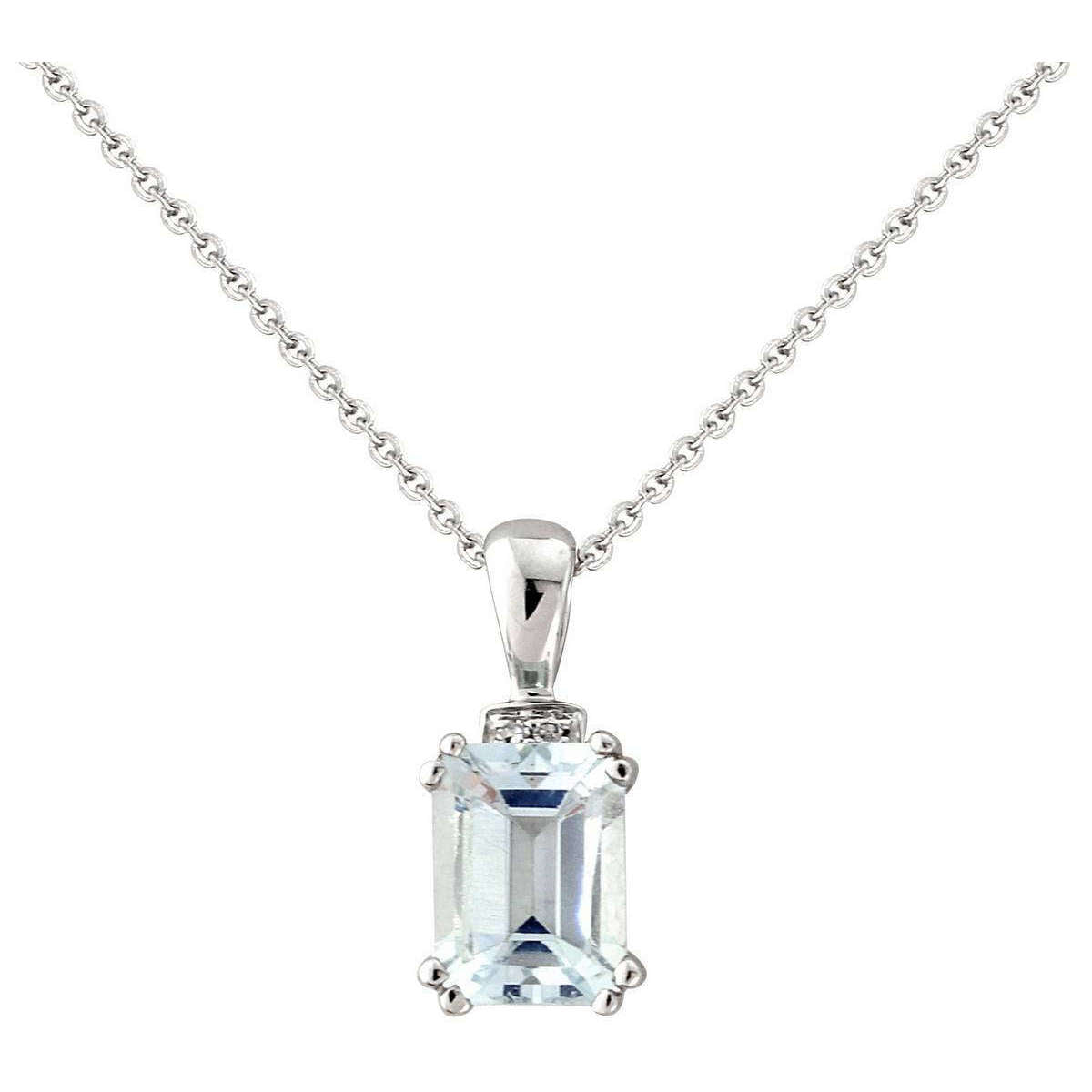 Mark Milton Diamond and Aquamarine Pendant - Light Blue/Silver