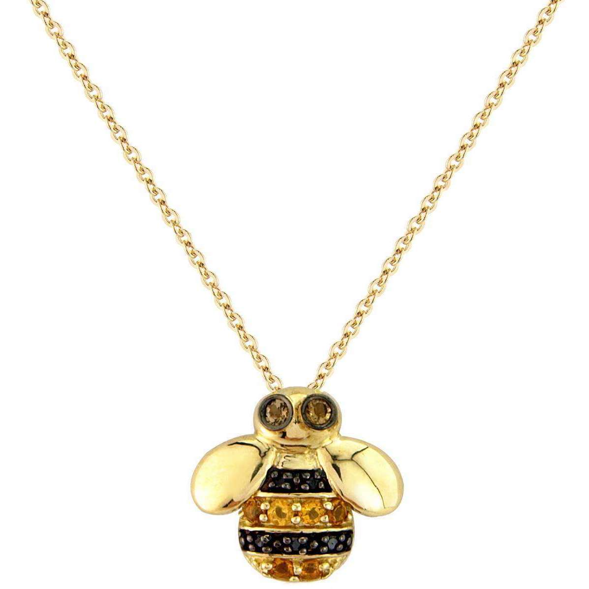 Mark Milton Diamond Bee Pendant - Yellow Gold/Black