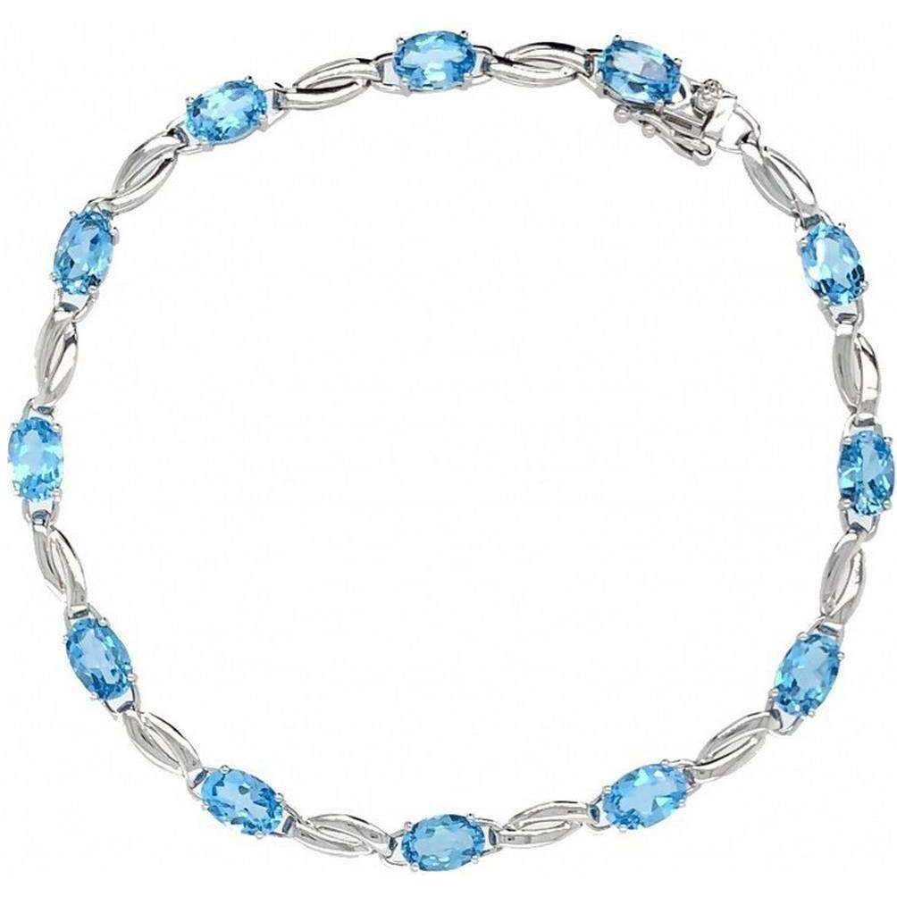 Mark Milton Topaz Birthstone Bead Bracelet - Blue/White Gold