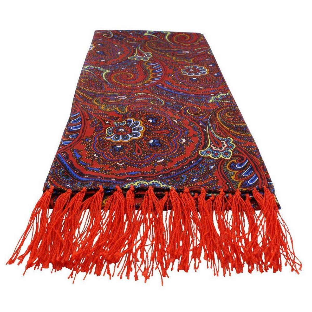 Michelsons of London Bright Paisley Silk Scarf - Orange